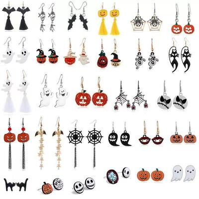 Halloween funny spider pumpkin ghost earrings万圣节搞怪耳环