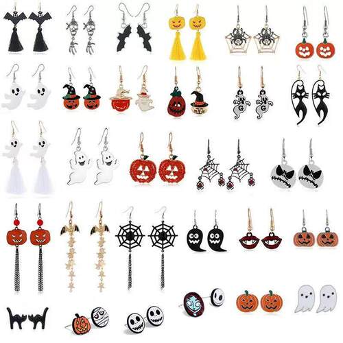 Halloween funny spider pumpkin ghost earrings万圣节搞怪耳环