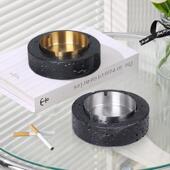 欧天然大式 饰 理石家929圆形面烟灰缸摆件创意居酒店办公室桌软装