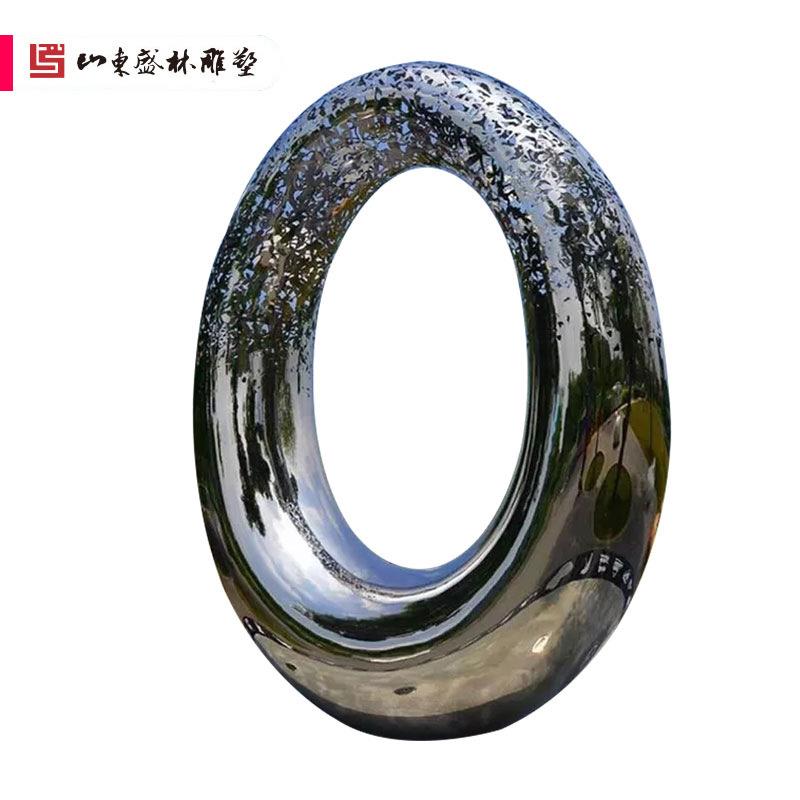 雕塑厂家不锈钢镜面雕塑户外圆环广场酒店摆件景观不锈钢水滴雕塑