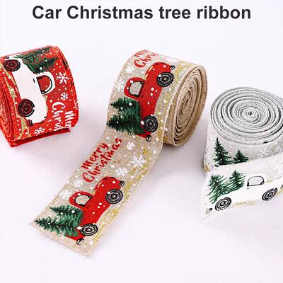 Christmas Ribbon Printed Burlap Ribbons For Gift Wrapping