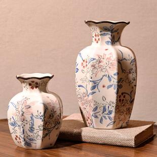 鸡毛掸子收纳瓶陶瓷花瓶中式复古青花瓷客厅餐桌插花装饰品玄关水