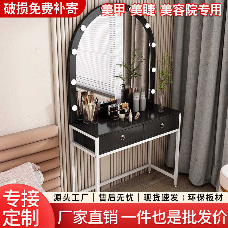 影楼梳妆台带灯镜子一体培训学校化妆桌子理发美容院婚纱店化妆台