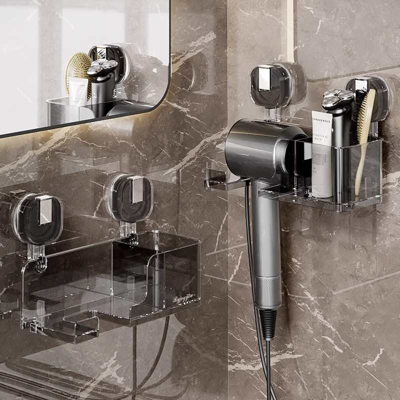 吸盘吹风机置物架支架免打孔吸盘式吹风机架子收纳风筒架挂架托架