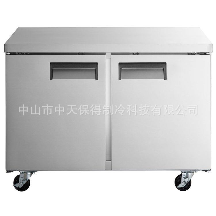 美式双门保鲜工作台商用不锈钢厨房冷藏冷冻平面操作台冰柜保鲜柜