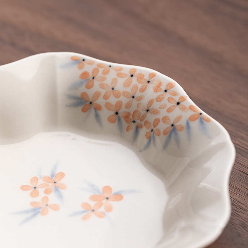 手绘杏花陶瓷壶承干泡台家用茶壶盖碗底托盘中式高颜值果盘点心盘