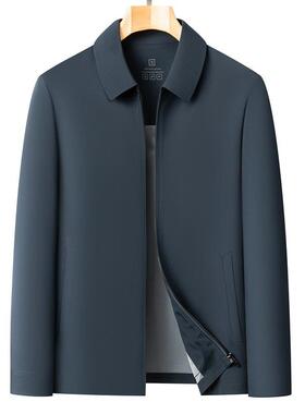 春秋翻领男士桑蚕丝夹F03-NN克中年爸爸装款克外套薄季商务休闲茄