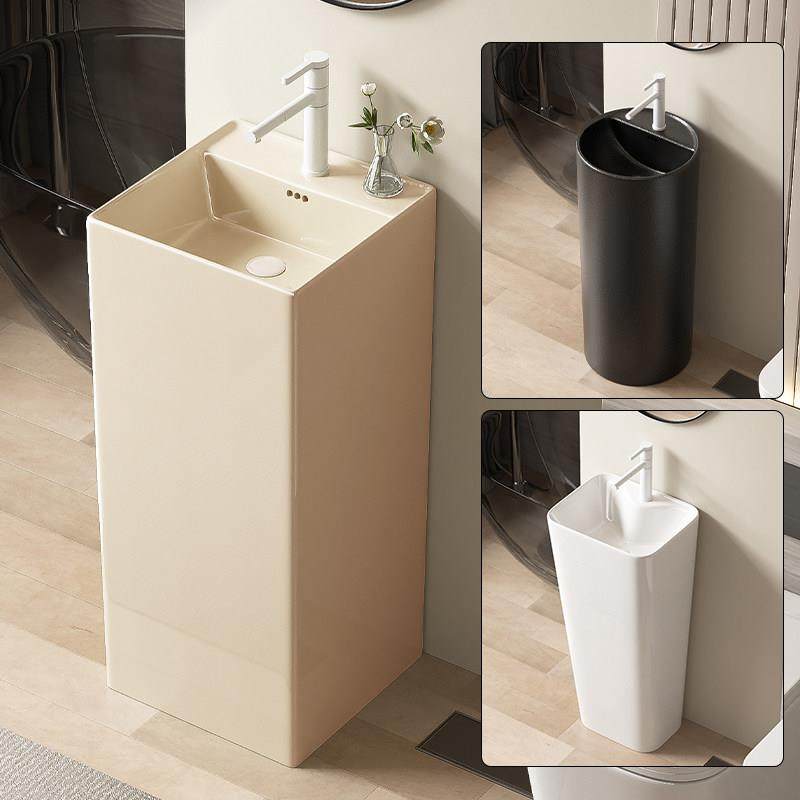 奶油色陶瓷立柱盆一体落地卫生间阳台小户型庭院户外立式洗手盆池,家装主材,立柱盆,淘宝优惠券,粉丝福利购,淘宝优惠卷
