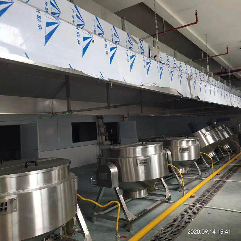 大型不锈钢燃气可倾摇摆锅 200L煮锅 全套中央厨房加工设备生产线