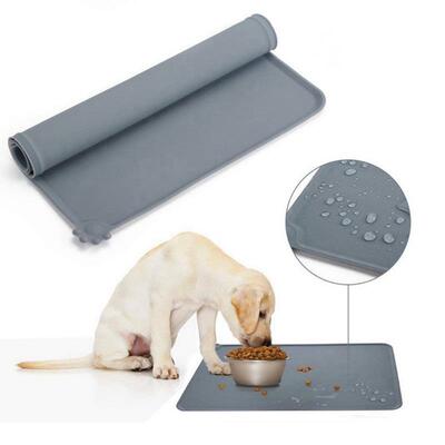 Pet Cat Bowl Food Mat with High Lips Silicone Non-Stick Wate