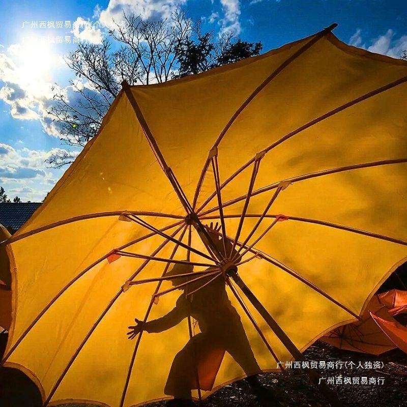 油纸伞遮阳楼台老式大油布伞户外油纸伞防雨桐油古风庭院大黄伞竹