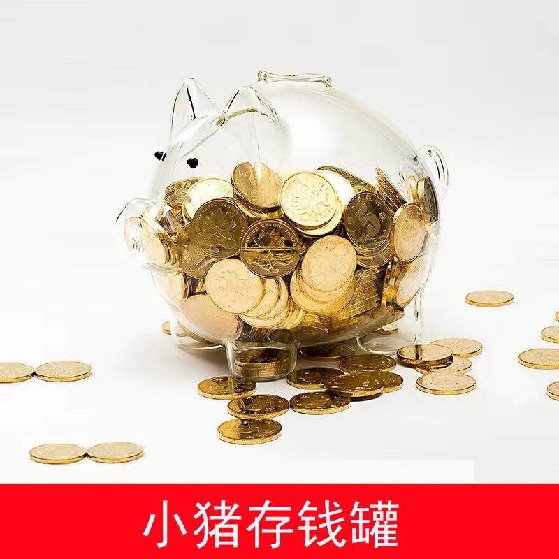 网红小猪存钱罐透明硬币储蓄罐零钱罐儿童可爱礼物玻璃款摆件成人