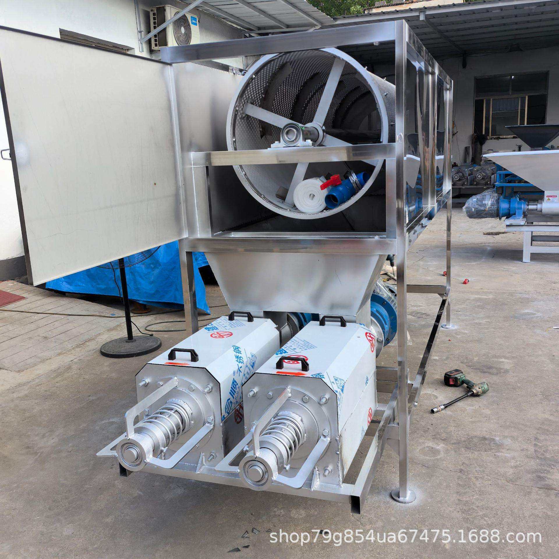 双机头滚筒微滤式干湿分离机 一体成型筛网牛粪猪粪干湿分离机