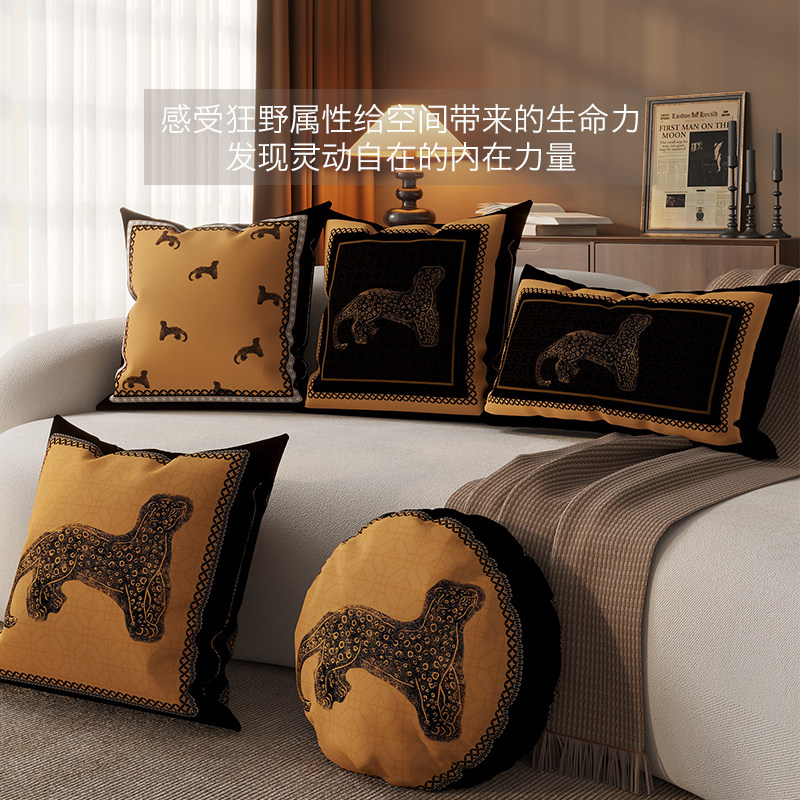 新中式抱枕靠垫客厅沙发腰枕靠枕靠垫轻奢高级感床头靠背垫豹富