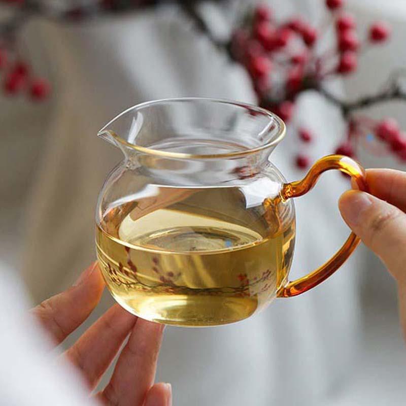 日式透明公道杯高硼硅耐热带把防烫分茶器茶海匀杯功夫茶具公杯