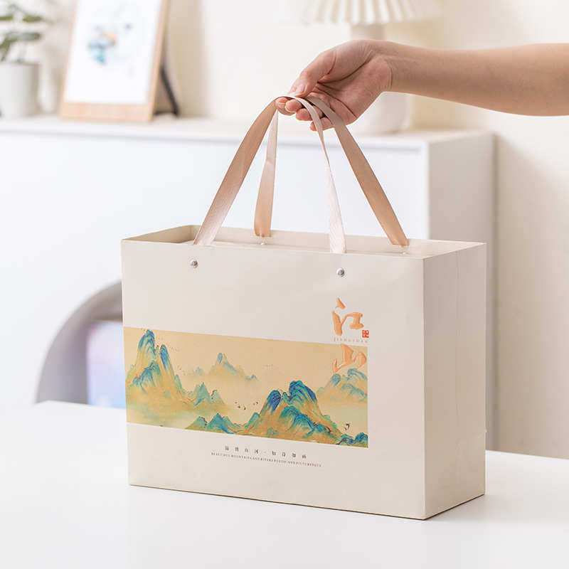 千里江山带盖茶杯商务伴手礼陶瓷办公杯带笔记本书签公司企业制定
