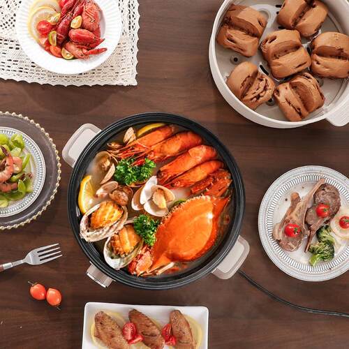 新款直销电蒸煮一体小电锅多功能电炒锅家用电煮锅电锅电热锅电火