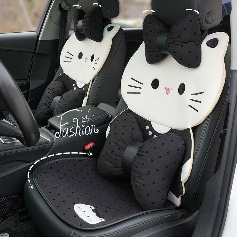 蝴蝶结汽车头枕护颈枕可爱女生车载座椅护腰靠枕四季通用车用靠垫