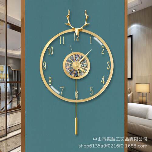 现代轻奢钟表挂钟客厅家用透视时尚时钟挂墙挂表简约网红石英钟