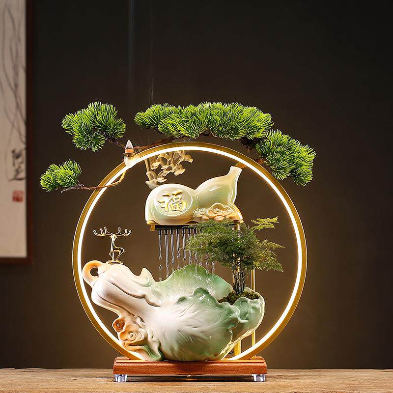 循创意流水生摆件环水客品厅装饰一财鹿发财乔RAG迁新居礼品开业