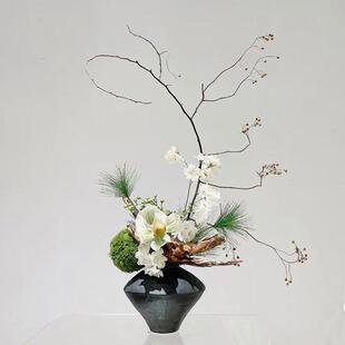 新中式仿真花永生花干枝条客厅售楼处酒店装饰品样板房洽谈桌摆件