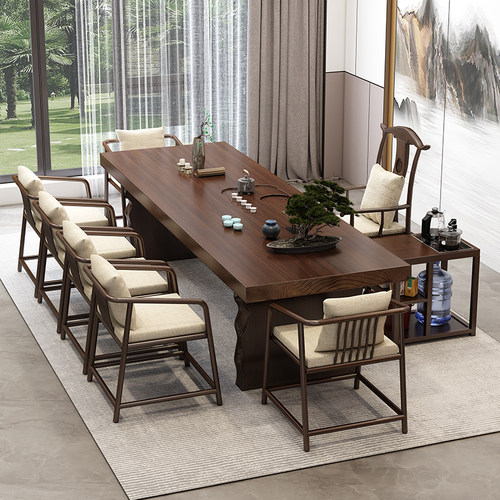 纯实木大板茶桌椅组合茶几客厅家用茶台阳台泡茶办公室新中式整板