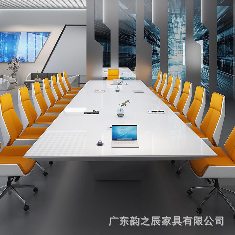 韵YC组辰烤之漆会议桌长桌简约现代大洽型谈培训长条桌会议室桌椅