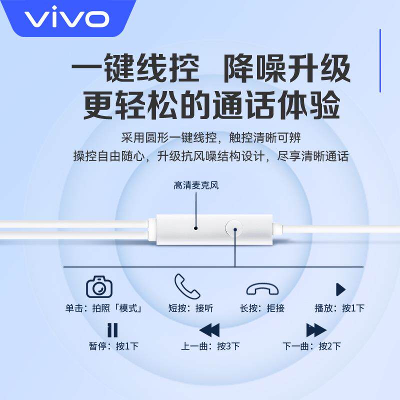 vivo原装type-c有线耳机iQOO10pro半入耳式x90x80带麦S15线控neo5