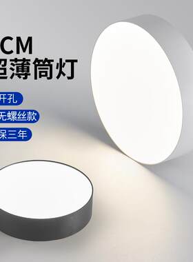 极简超薄明装LED小筒灯吸顶过道店铺背景墙圆形免钻孔无主灯玄关