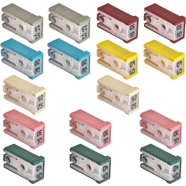 16件15A20A25A30A40A50A60A32V迷你开槽汽车盒式保险丝套件