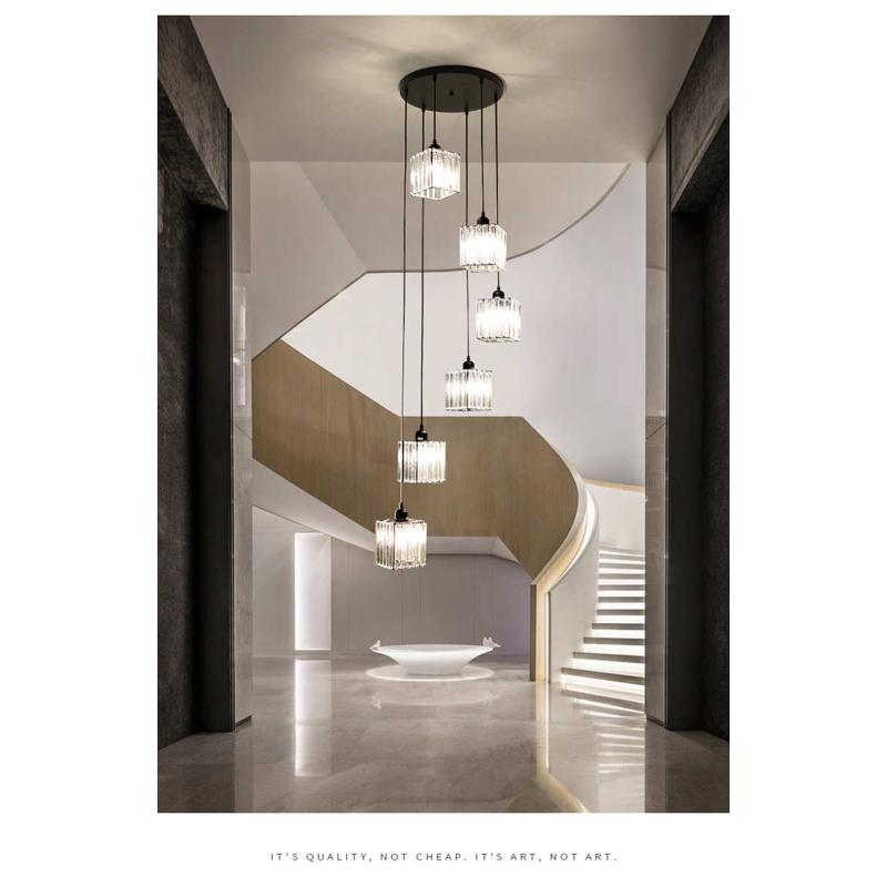 楼梯口楼道灯led长吊灯简易水晶玻璃现代简约北欧复式别墅客厅灯
