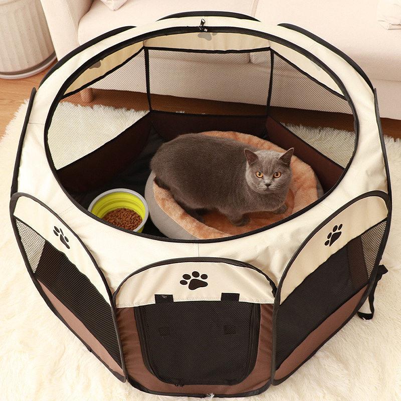 宠物帐篷八角笼围栏猫笼子可折叠猫笼超大家用猫窝四季通用猫产房