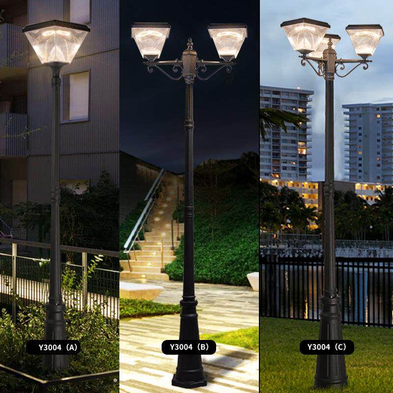 户外双头三头led太阳能庭院灯公园广场别墅道路灯具园林工程路灯