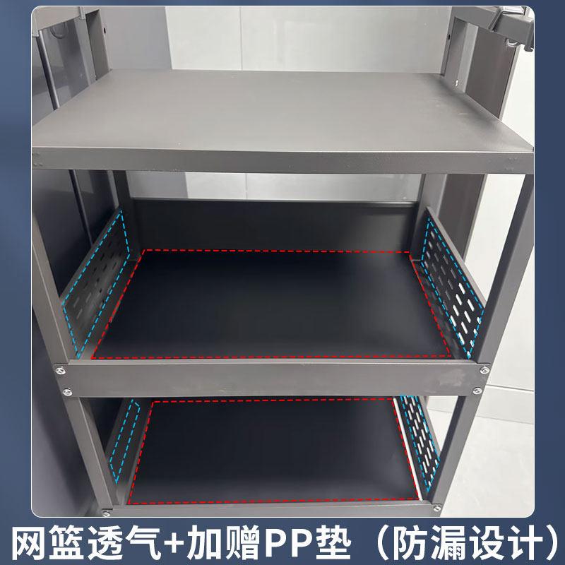 贺雅厨房菜篮子置物架家用三面围挡水果蔬菜多功能带轮可移动推车