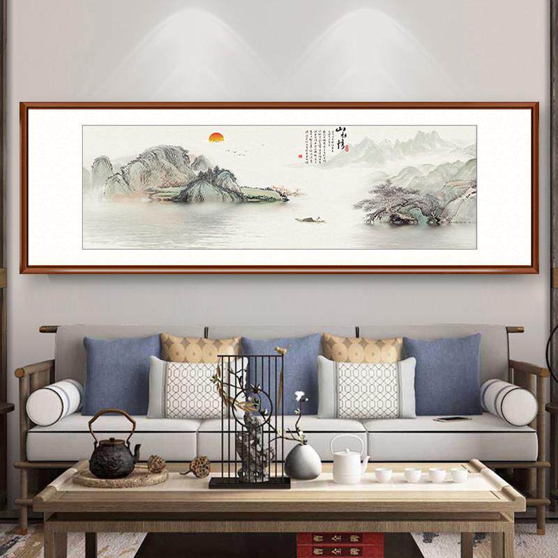 客厅挂画山水画中式办公室沙发背景墙画水墨茶室装饰画望云楼国画
