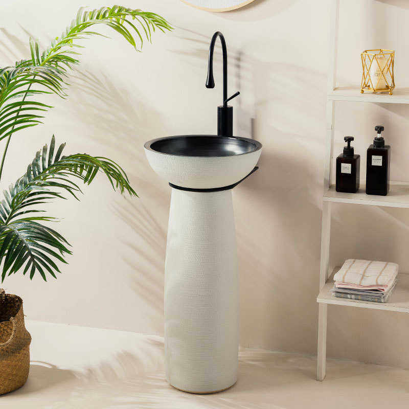 简约立柱盆洗手台盆一体落地立式洗脸盆柱式阳台室外庭院水池柱盆,家装主材,立柱盆,淘宝优惠券,粉丝福利购,淘宝优惠卷