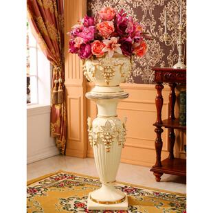奢华欧式陶瓷落地花瓶高款大号轻奢装饰花盆电视柜沙发旁客厅摆件