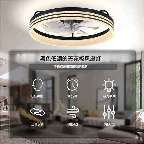 亚马逊热销款双边圈圈风扇灯现代简约吊扇灯60W功率一体家用吸顶