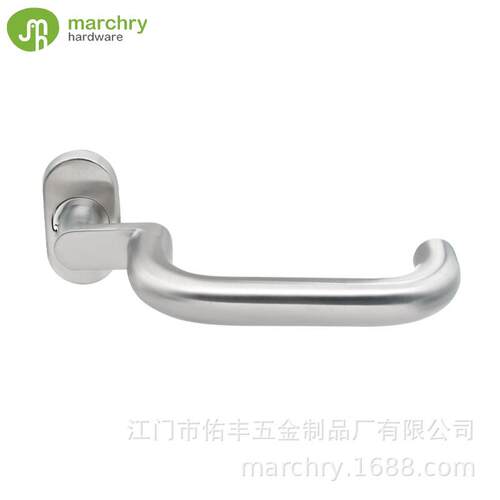 德国304不锈钢铝型材窄面板分体门把手 椭圆盖精铸头双弯牛角拉手