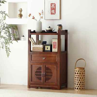 新中式实木茶水柜客厅靠墙一体收纳储物柜家用餐边柜置物柜收纳柜