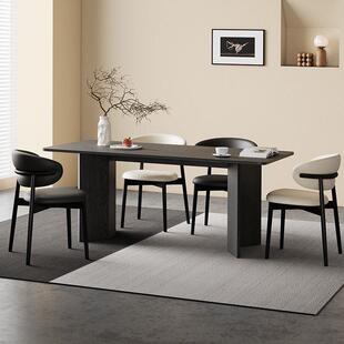 维诗普林法式复古实木餐桌客厅2025新款黑色岩板中古风美式小户型