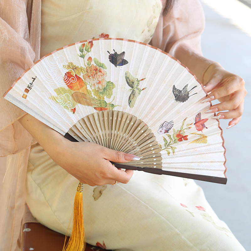 新中式折扇国风扇子夏天便携折叠小扇子古风汉服旗袍拍照扇子女