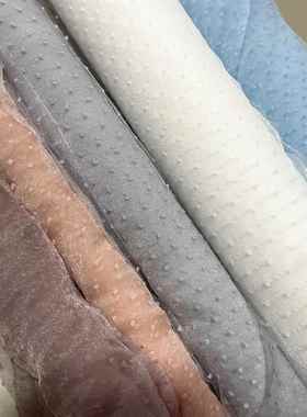 泡泡纱纱线紫色蓝色白色泡泡纱蓬松波尔卡圆点网婚纱面料