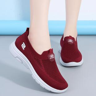 正品02新4款老北京布鞋女中老年一脚蹬懒人秋季防滑2轻便鞋妈妈运