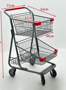 澳商场车双层提篮车家用60L吧超市零食购物酒式卖场手579推理货车