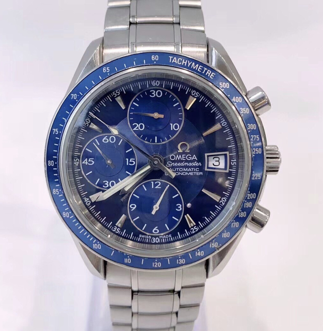 98新40mm欧米茄超霸系列3212.80.00蓝盘自动机械男表计时正品
