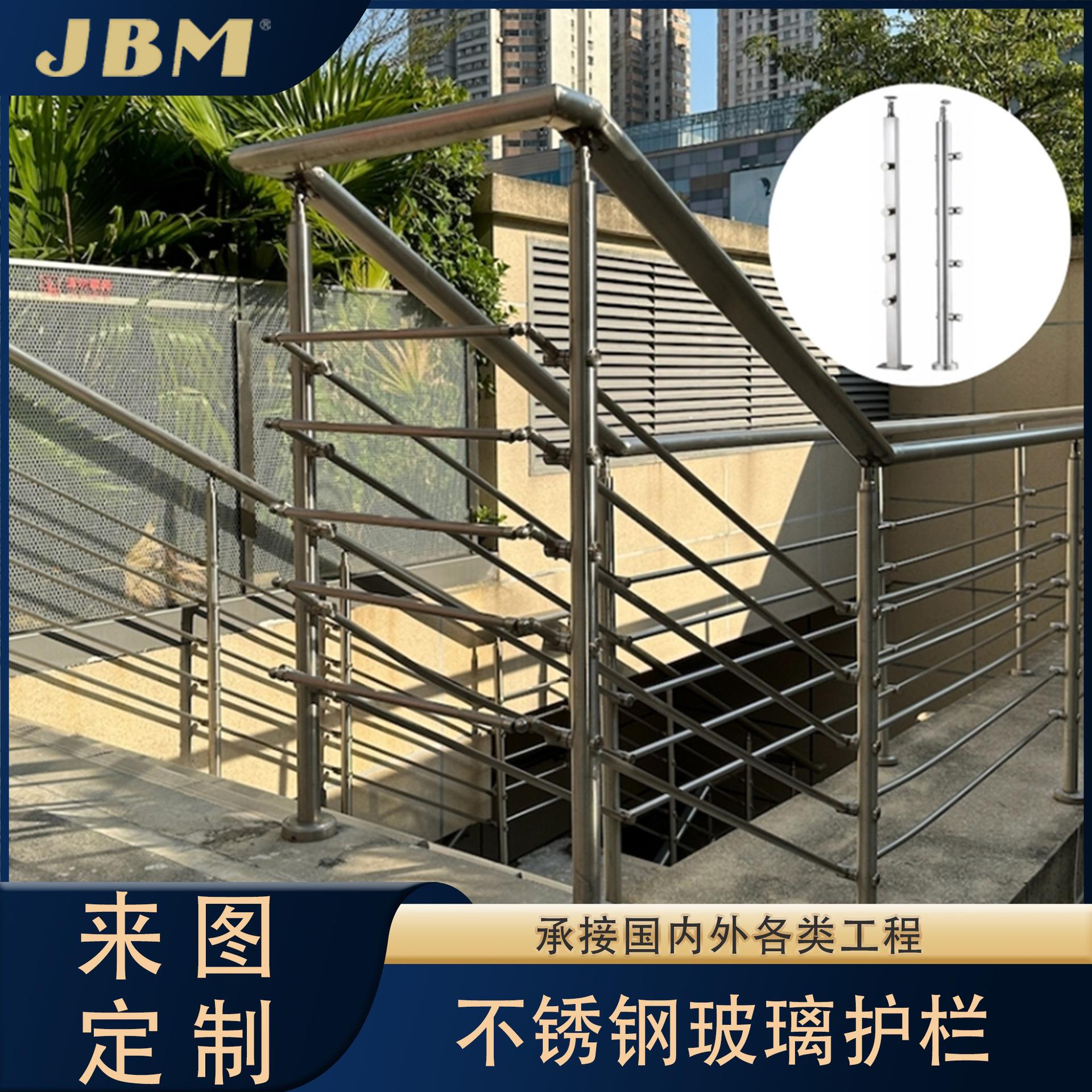 简约别墅穿管不锈钢楼梯扶手定制立柱砂光方管穿小管楼梯扶手护栏