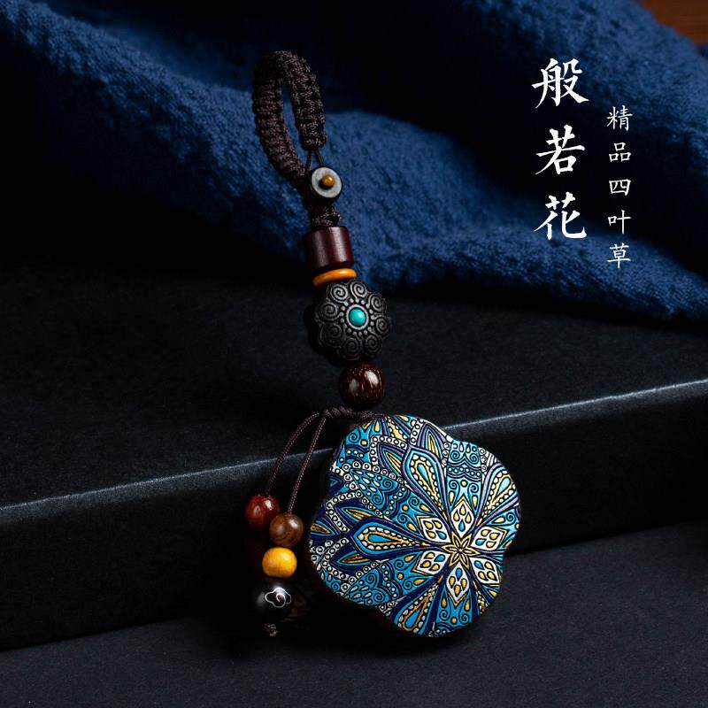 中国风定制刻字汽车钥匙挂件男女高档创意檀木网红情侣挂饰钥匙扣