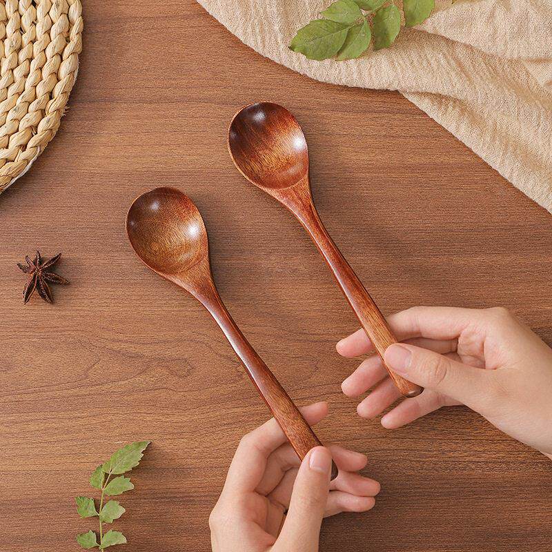 木质餐具18*4CM圆口搅拌勺蜂蜜勺家用木勺子可印LOGO