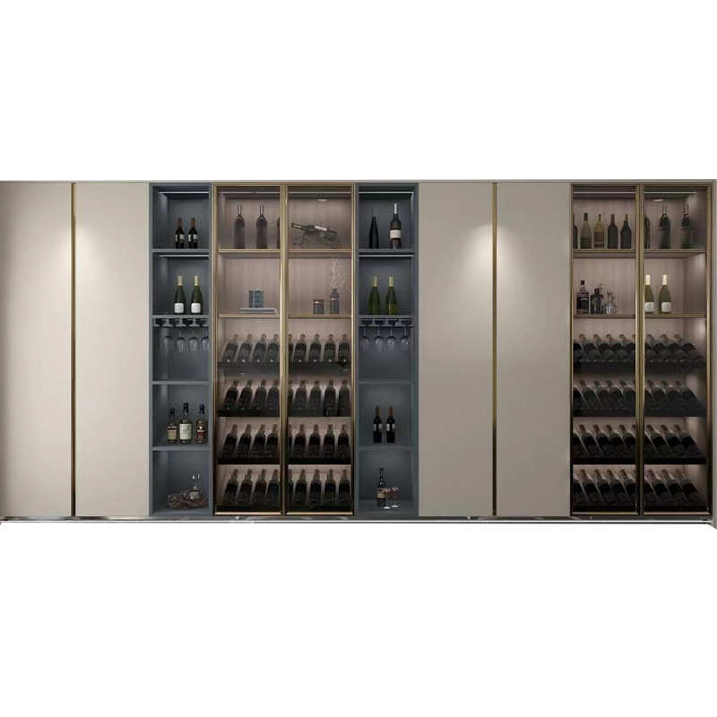 广州简约铝合金酒柜玻璃门展示酒柜全屋定 制餐厅铝合金酒柜定 制
